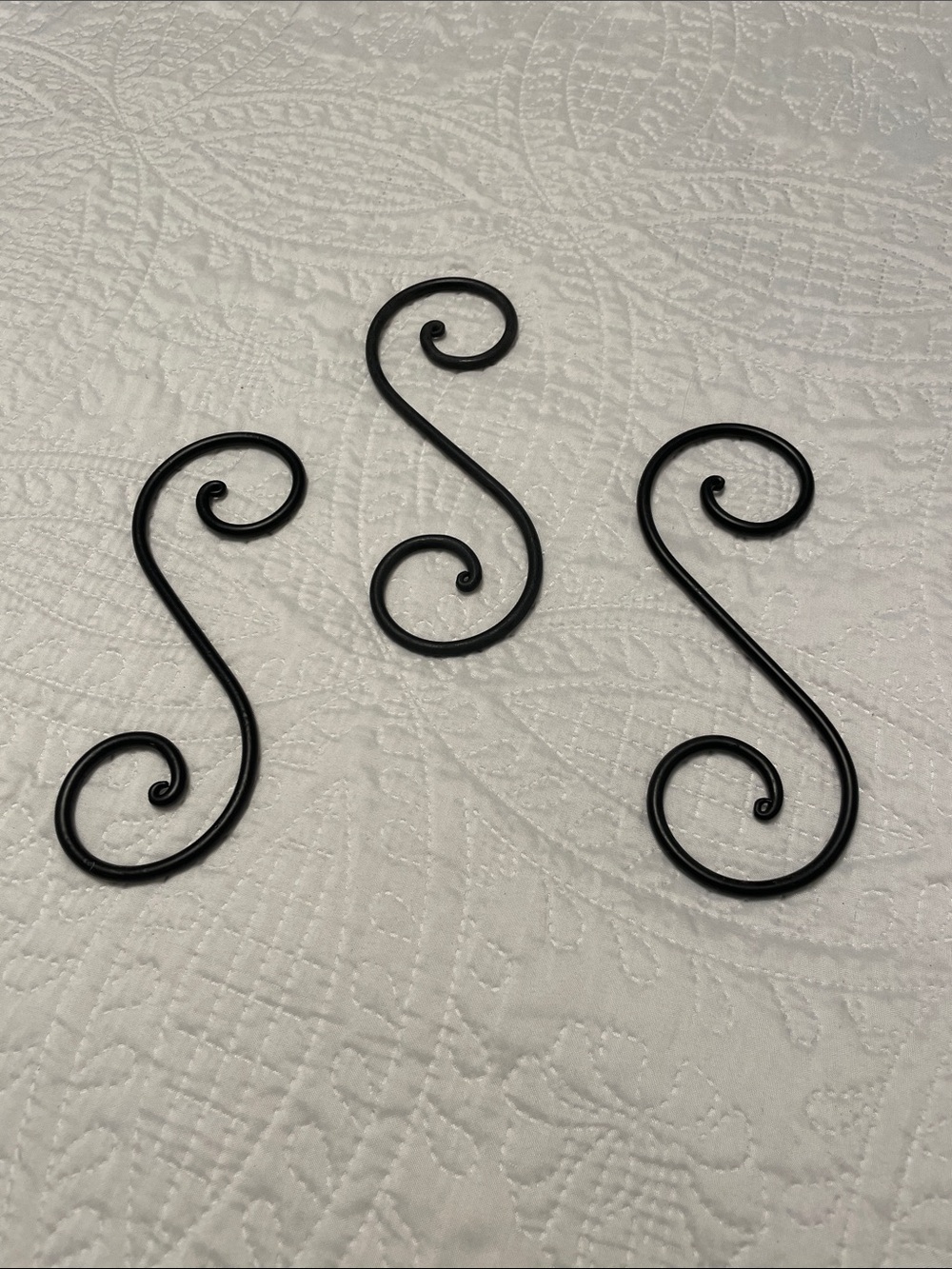 Set of 3 Black Wrought Iron S Shaped Scroll Metal Decorative Hooks